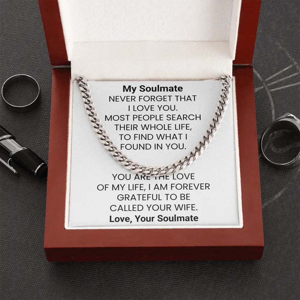 Cuban Chain Necklace Gift For Husband Soulmate Gift Heartfelt Anniversary Gift For Him Sentimental Gift ShineOn Fulfillment