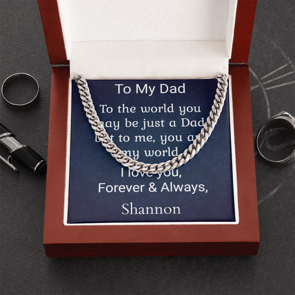 Cuban Chain Necklace Personalized Message Card To Dad Gift