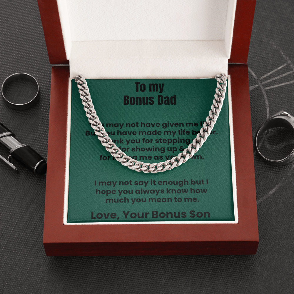 Bonus Dad Cuban Chain Necklace Gift Stepdad Gift Father's Day Present