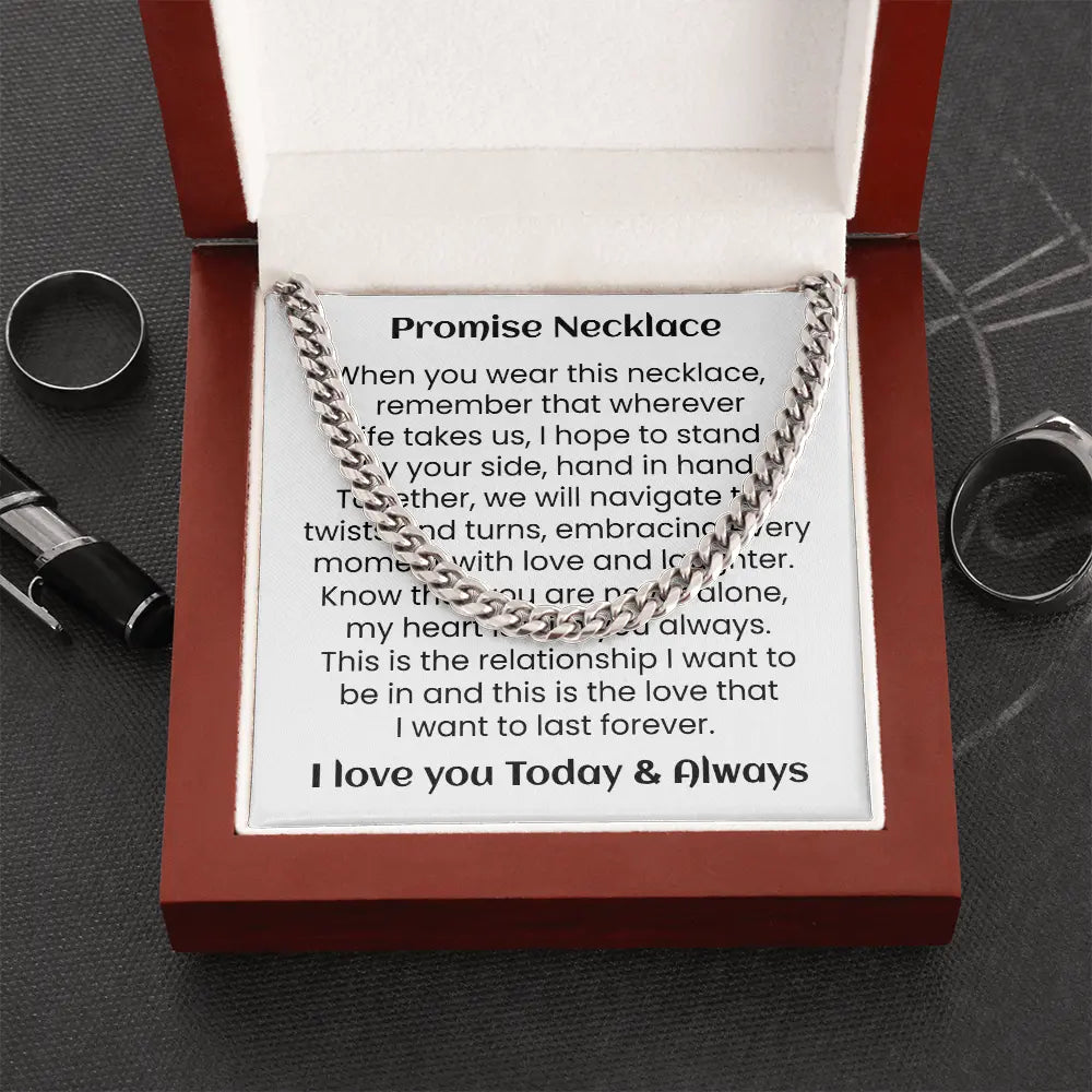 Boyfriend Promise Necklace Gift For Him Cuban Chain Necklace Friendship Anniversary Birthday Present ShineOn Fulfillment
