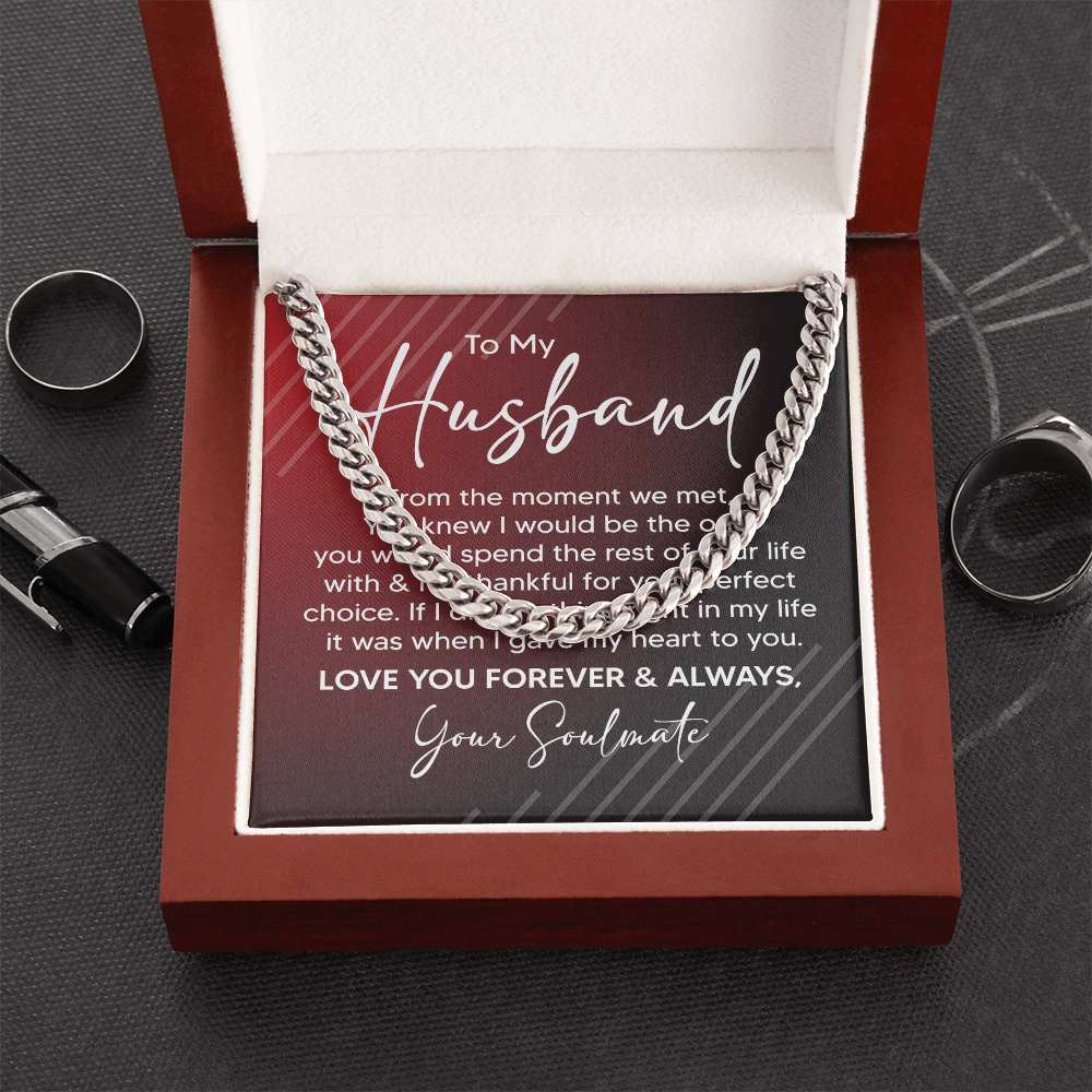 Men's Cuban Chain Necklace Husband Anniversary Gift
