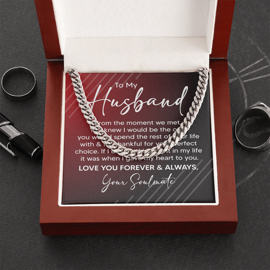 Men's Cuban Chain Necklace Husband Anniversary Gift
