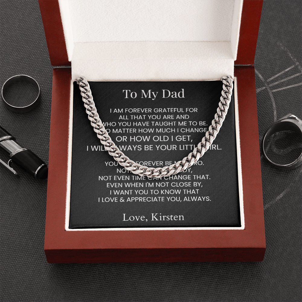 Personalized Gift For Dad Cuban Chain Necklace Father's Gift From Daughter