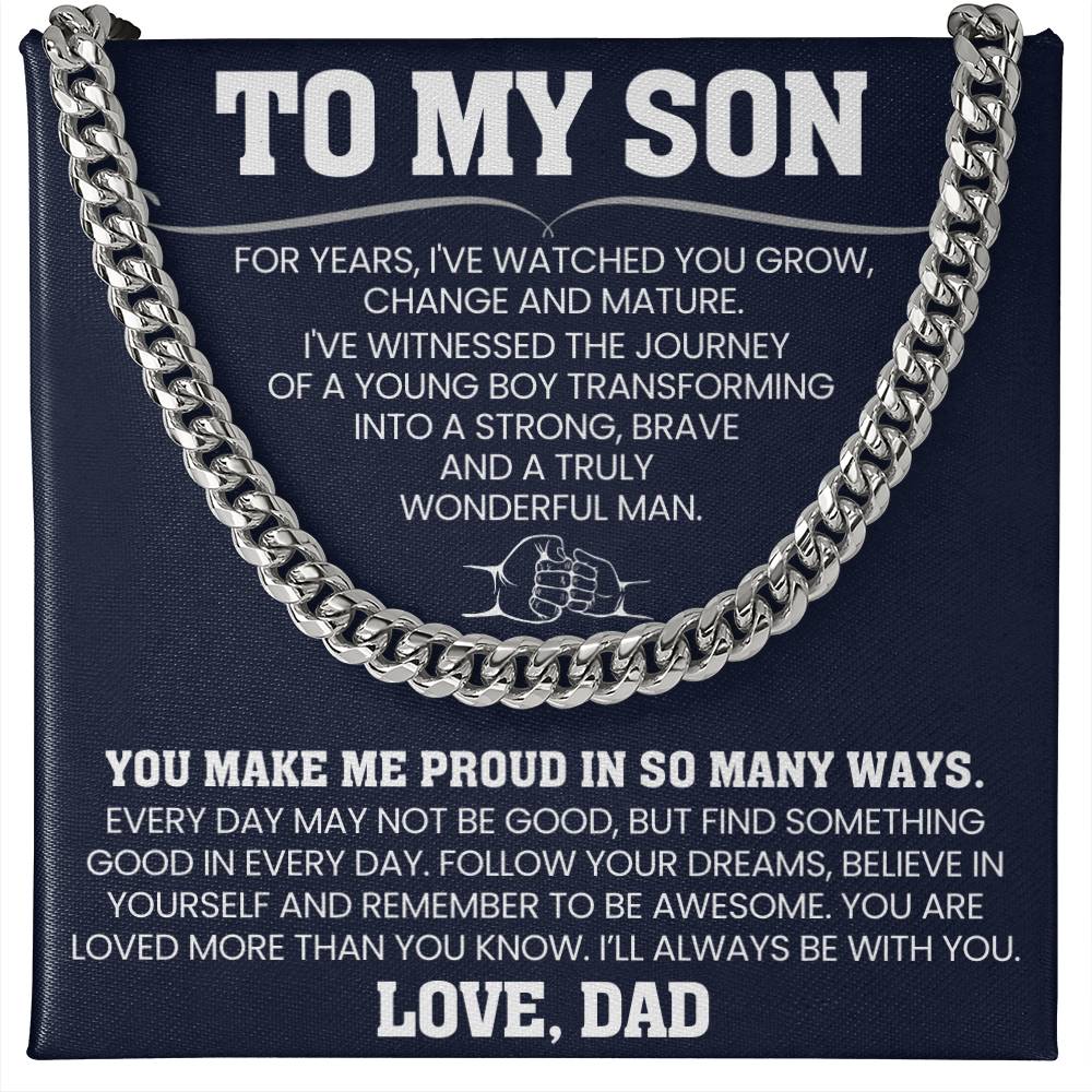 Cuban Chain Necklace for Son - Graduation Gift from Dad