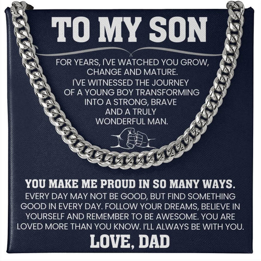 Cuban Chain Necklace for Son - Graduation Gift from Dad