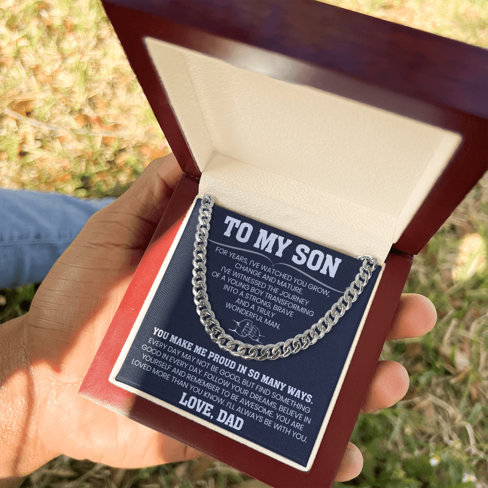 Cuban Chain Necklace for Son - Graduation Gift from Dad