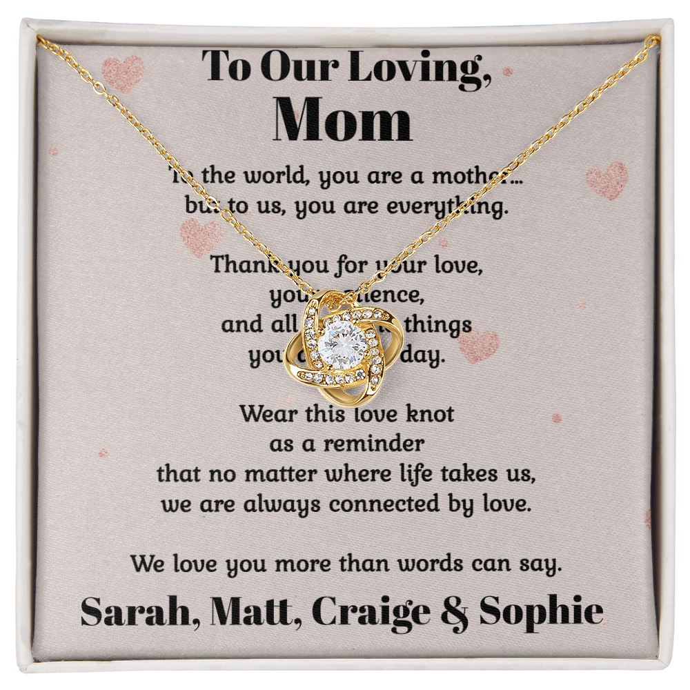 Pendant Love Knot Necklace Mom Gift Personalized From Her Children