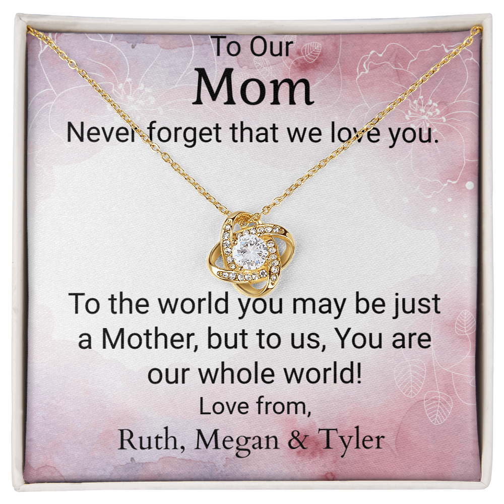 Love Knot Pendant Necklace Gift For Mom Personalized From Her Children