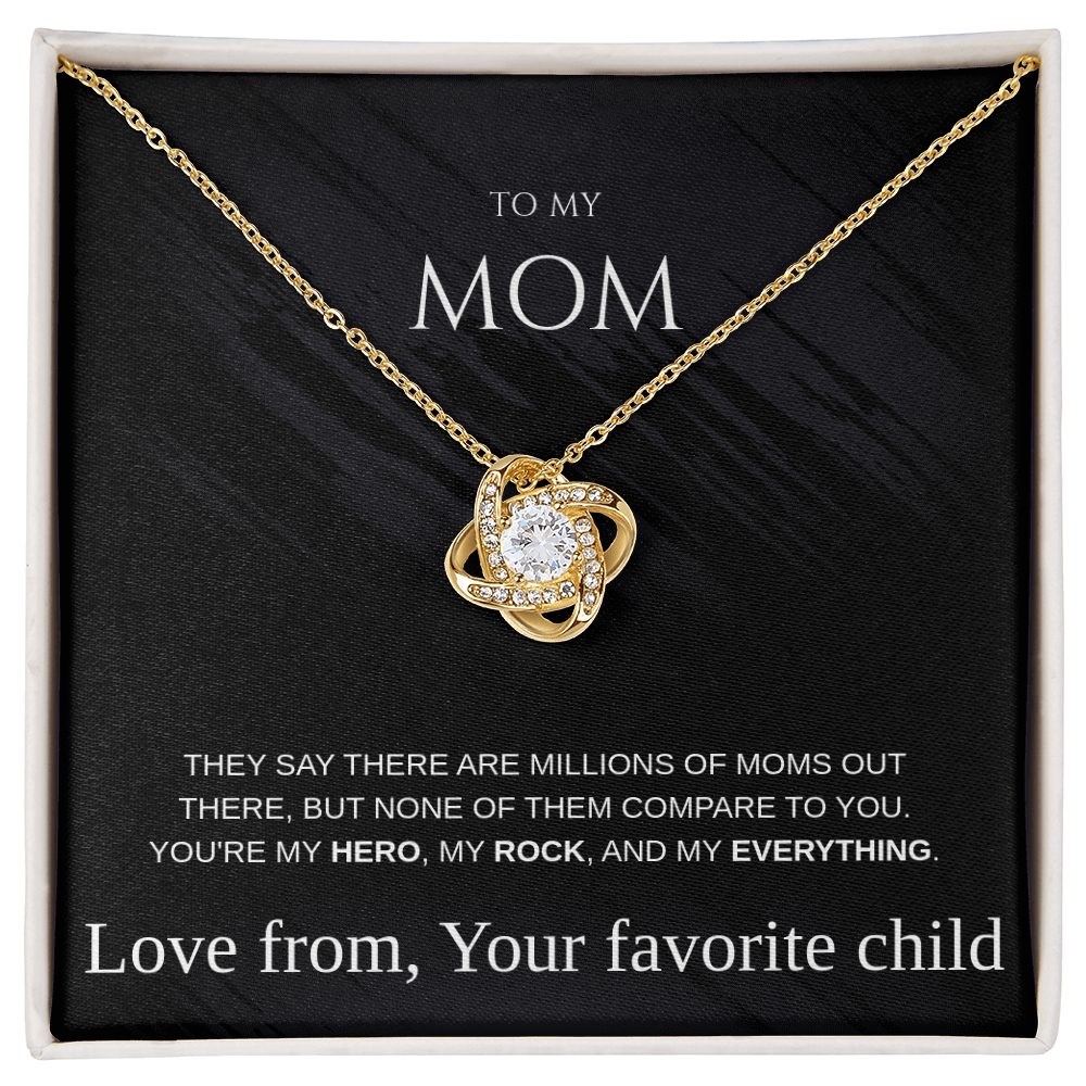 Mom Gift Love Knot Pendant Necklace Mothers Present