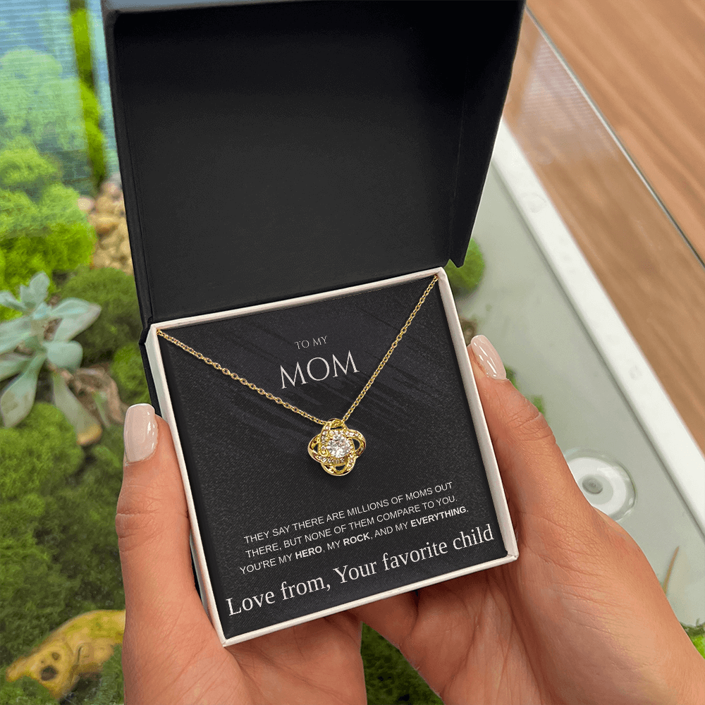 Mom Gift Love Knot Pendant Necklace Mothers Present