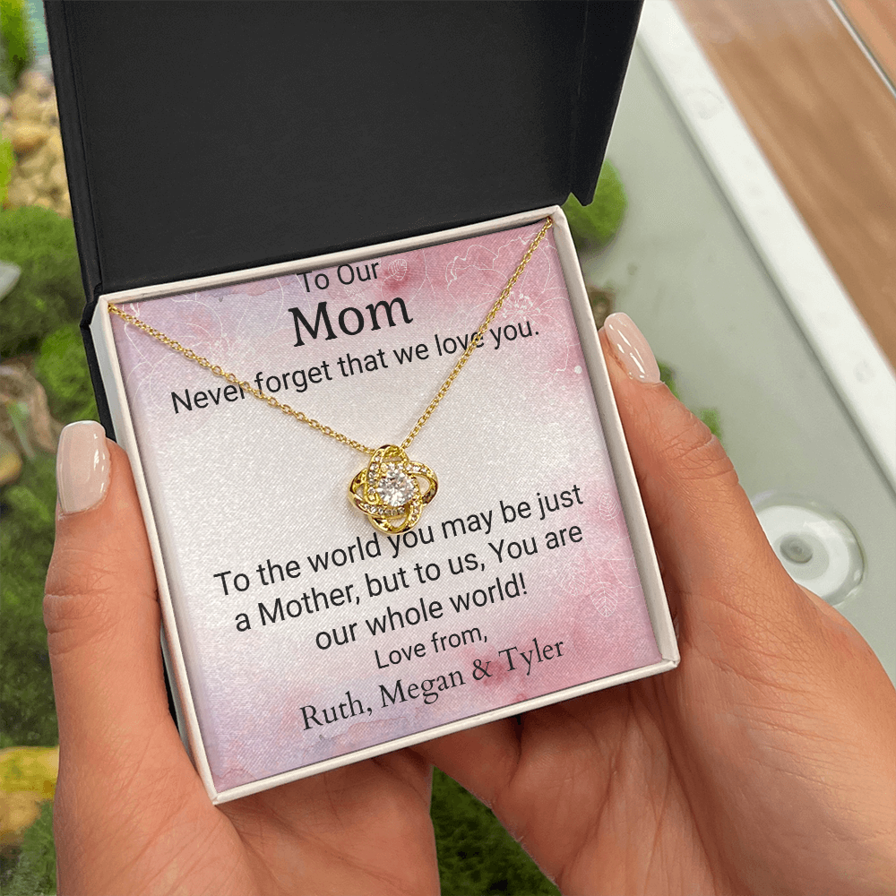 Love Knot Pendant Necklace Gift For Mom Personalized From Her Children