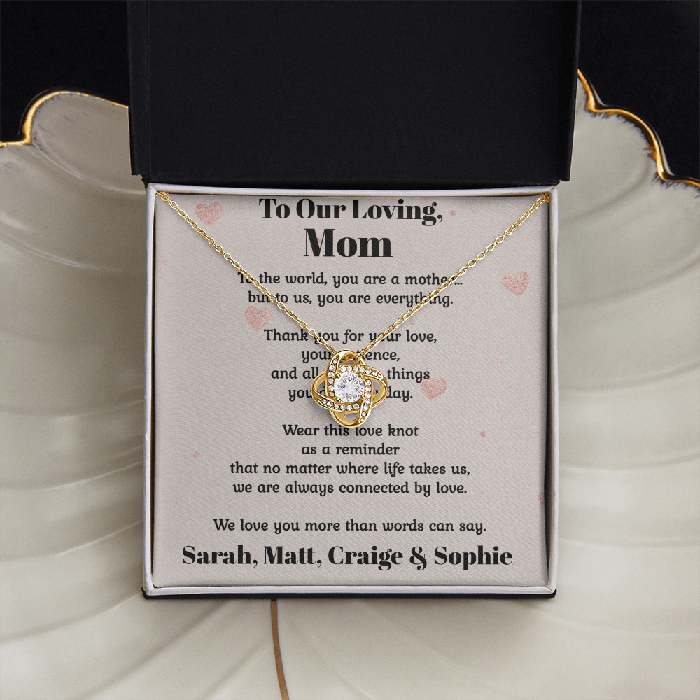 Pendant Love Knot Necklace Mom Gift Personalized From Her Children