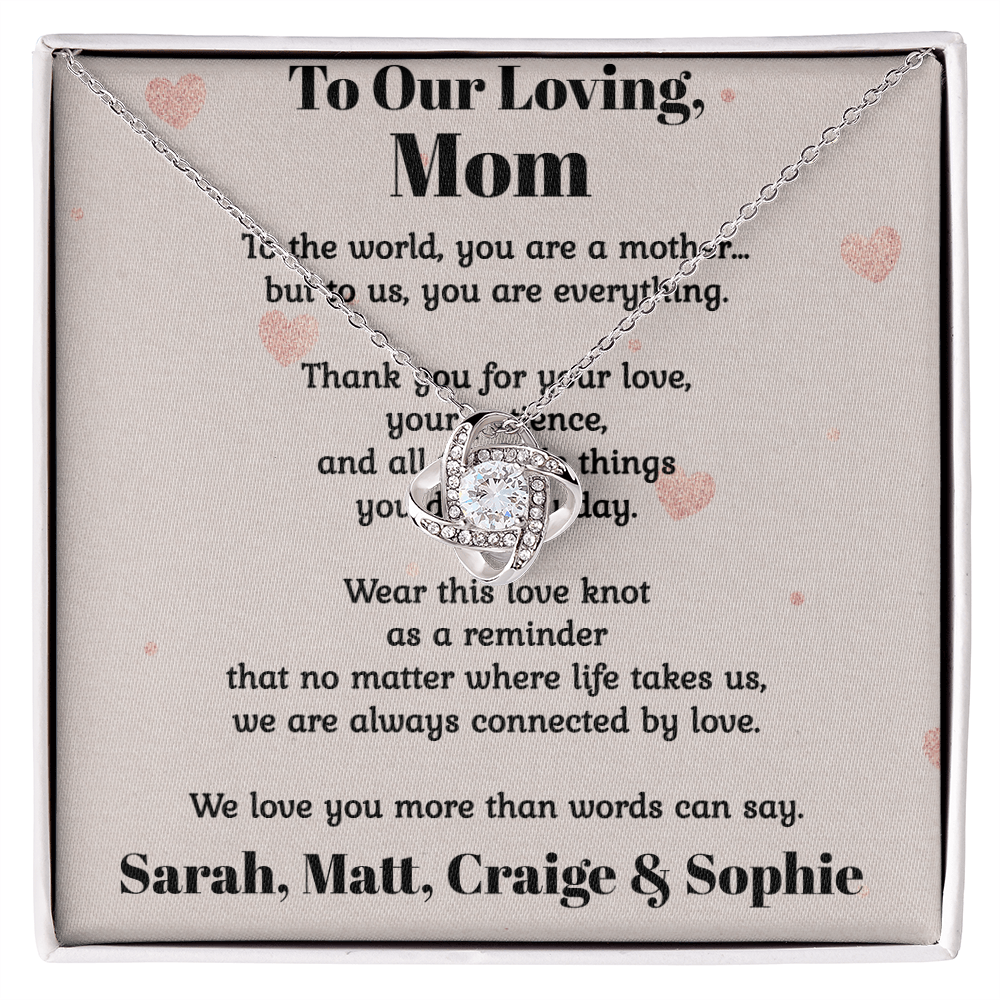 Pendant Love Knot Necklace Mom Gift Personalized From Her Children