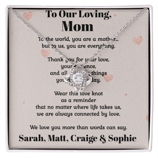 Pendant Love Knot Necklace Mom Gift Personalized From Her Children