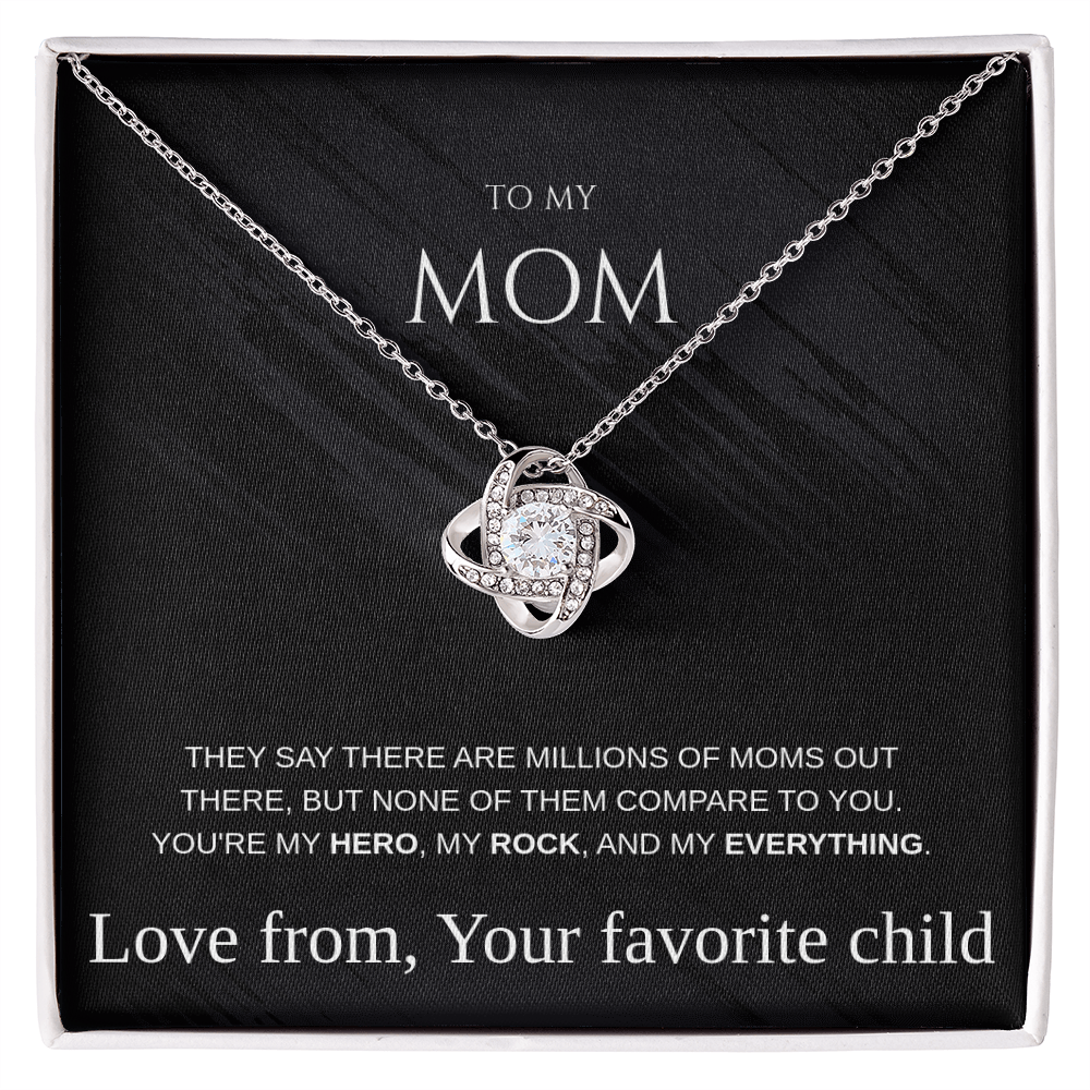 Mom Gift Love Knot Pendant Necklace Mothers Present