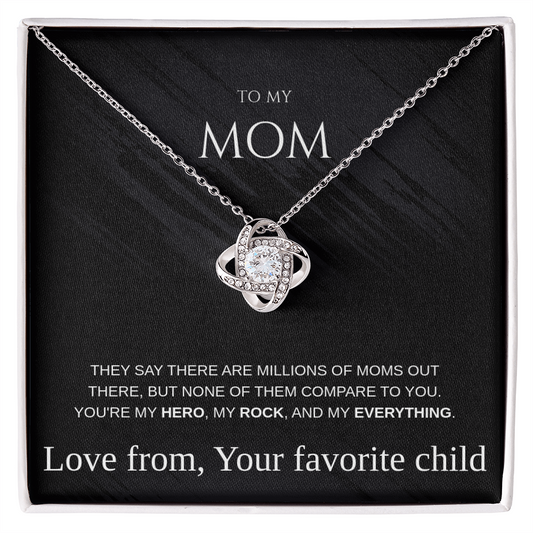 Mom Gift Love Knot Pendant Necklace Mothers Present