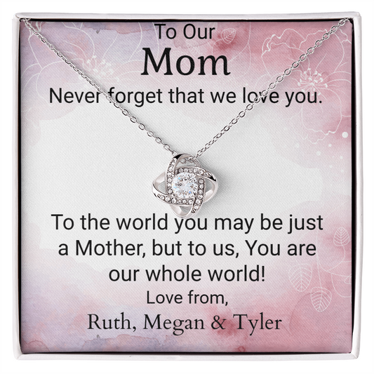 Love Knot Pendant Necklace Gift For Mom Personalized From Her Children
