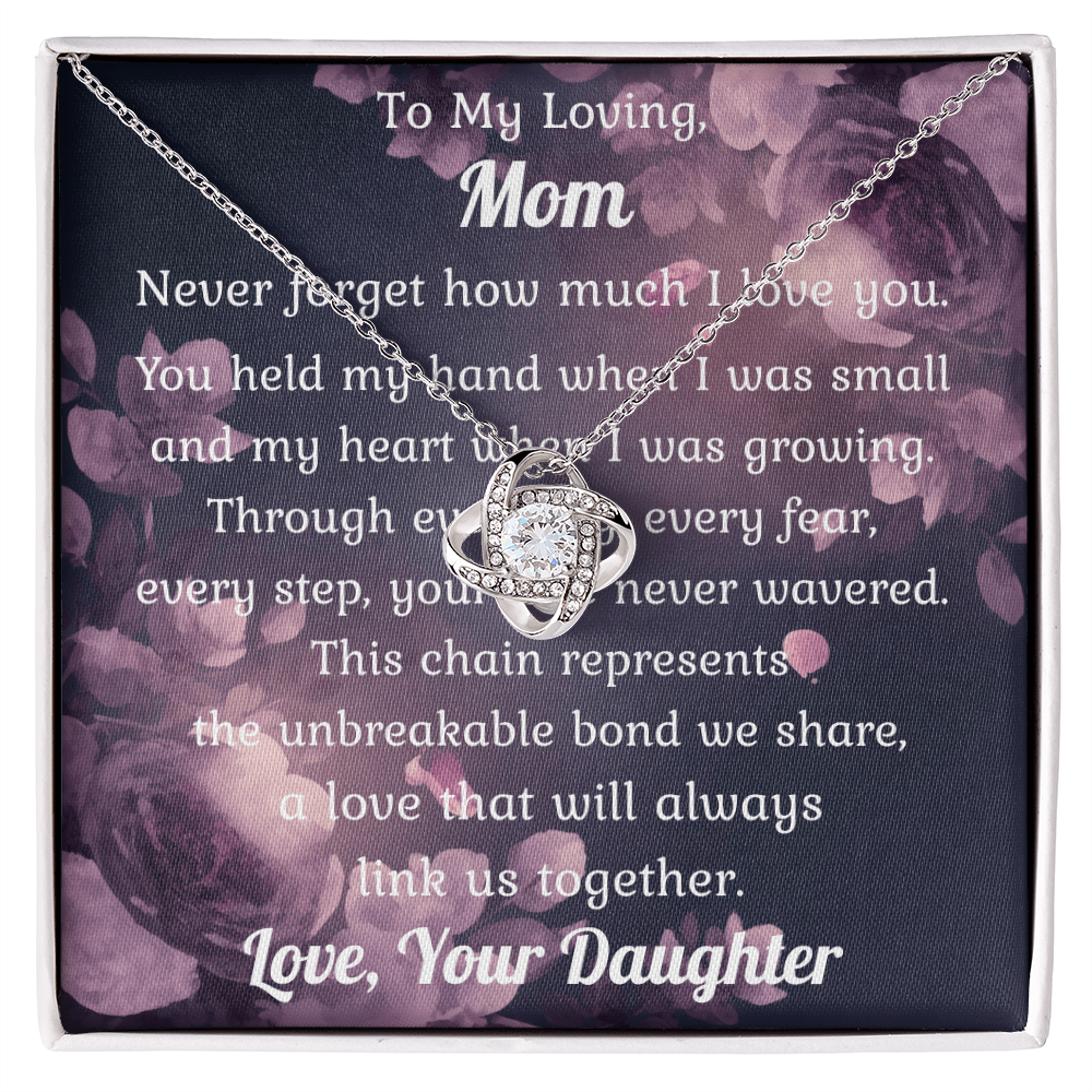 Love Knot Pendant Necklace Gift to Mom from Daughter