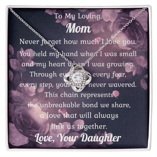 Love Knot Pendant Necklace Gift to Mom from Daughter