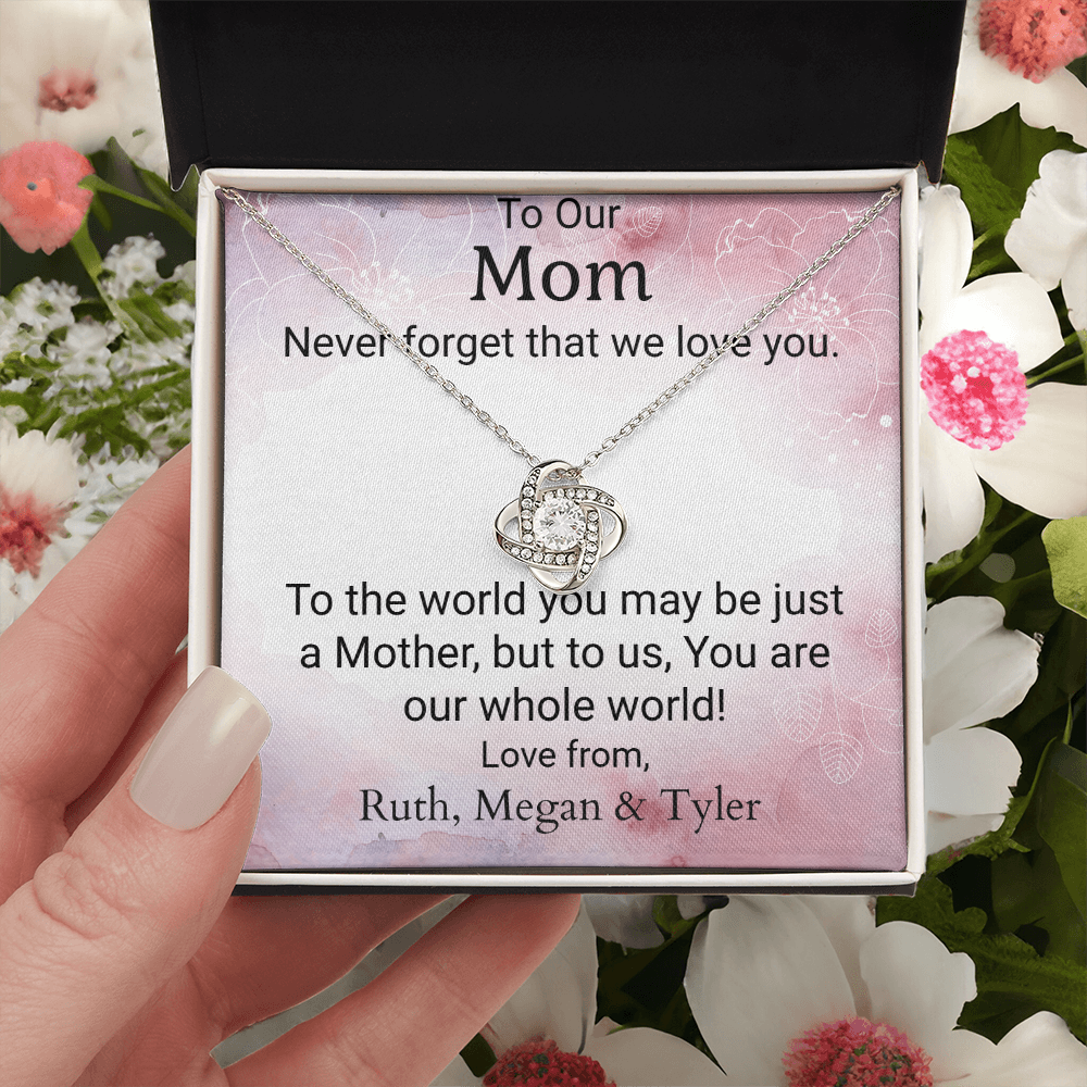 Love Knot Pendant Necklace Gift For Mom Personalized From Her Children
