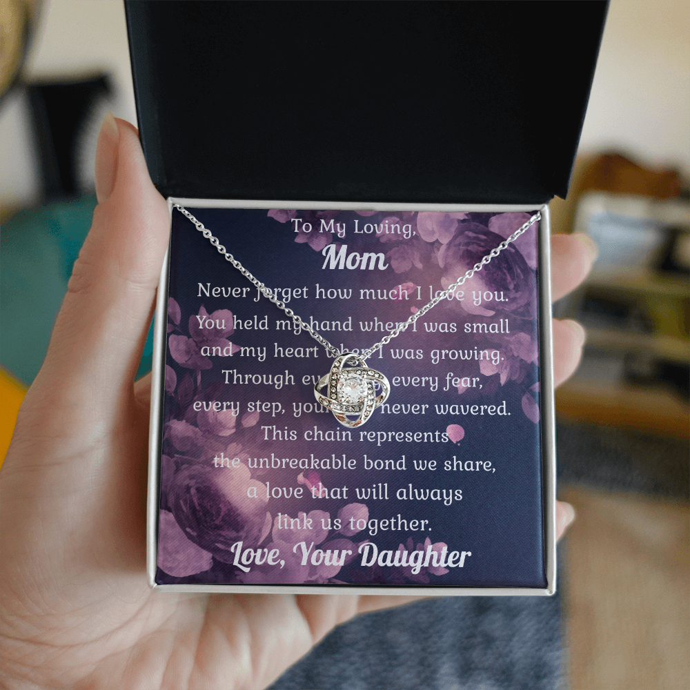 Love Knot Pendant Necklace Gift to Mom from Daughter