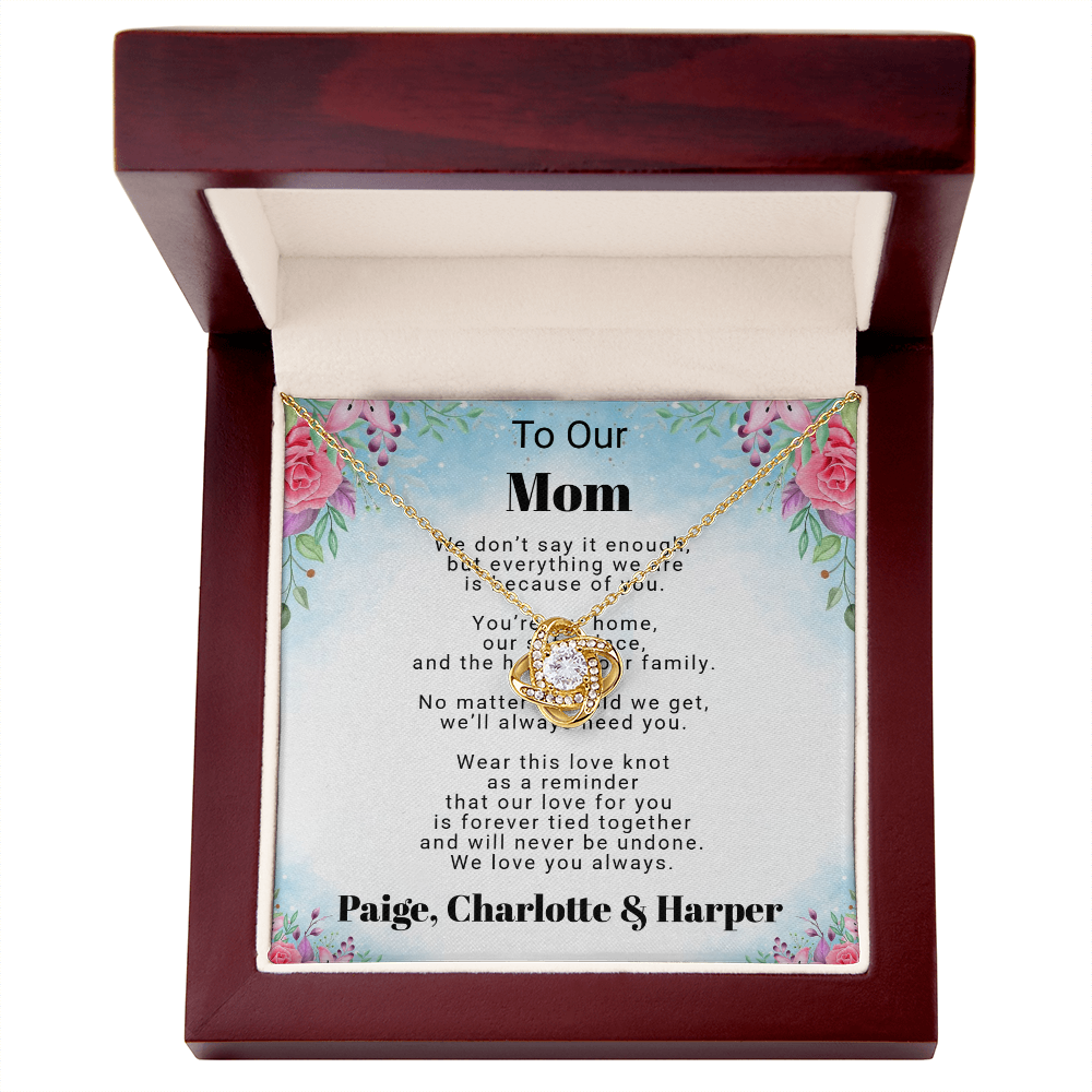 Pendant Love Knot Necklace Gift For Mom Personalized From Her Children