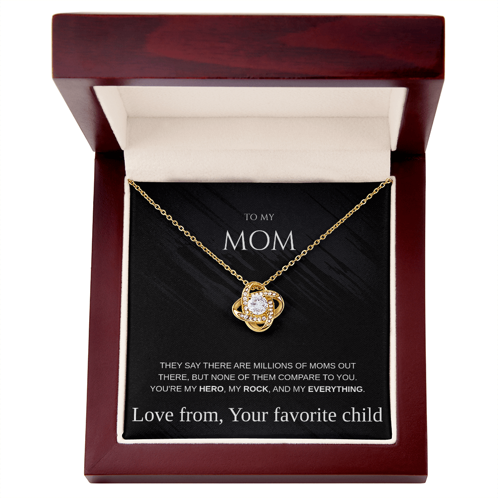 Mom Gift Love Knot Pendant Necklace Mothers Present