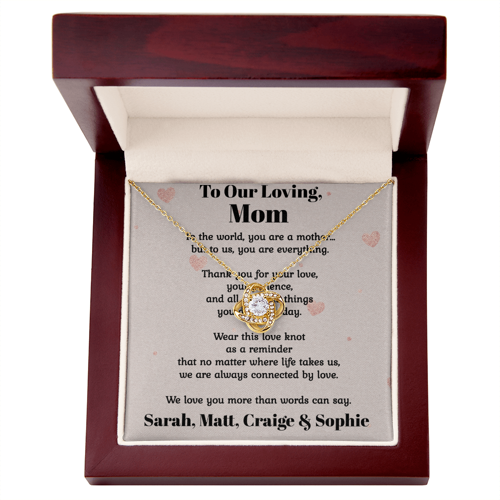 Pendant Love Knot Necklace Mom Gift Personalized From Her Children
