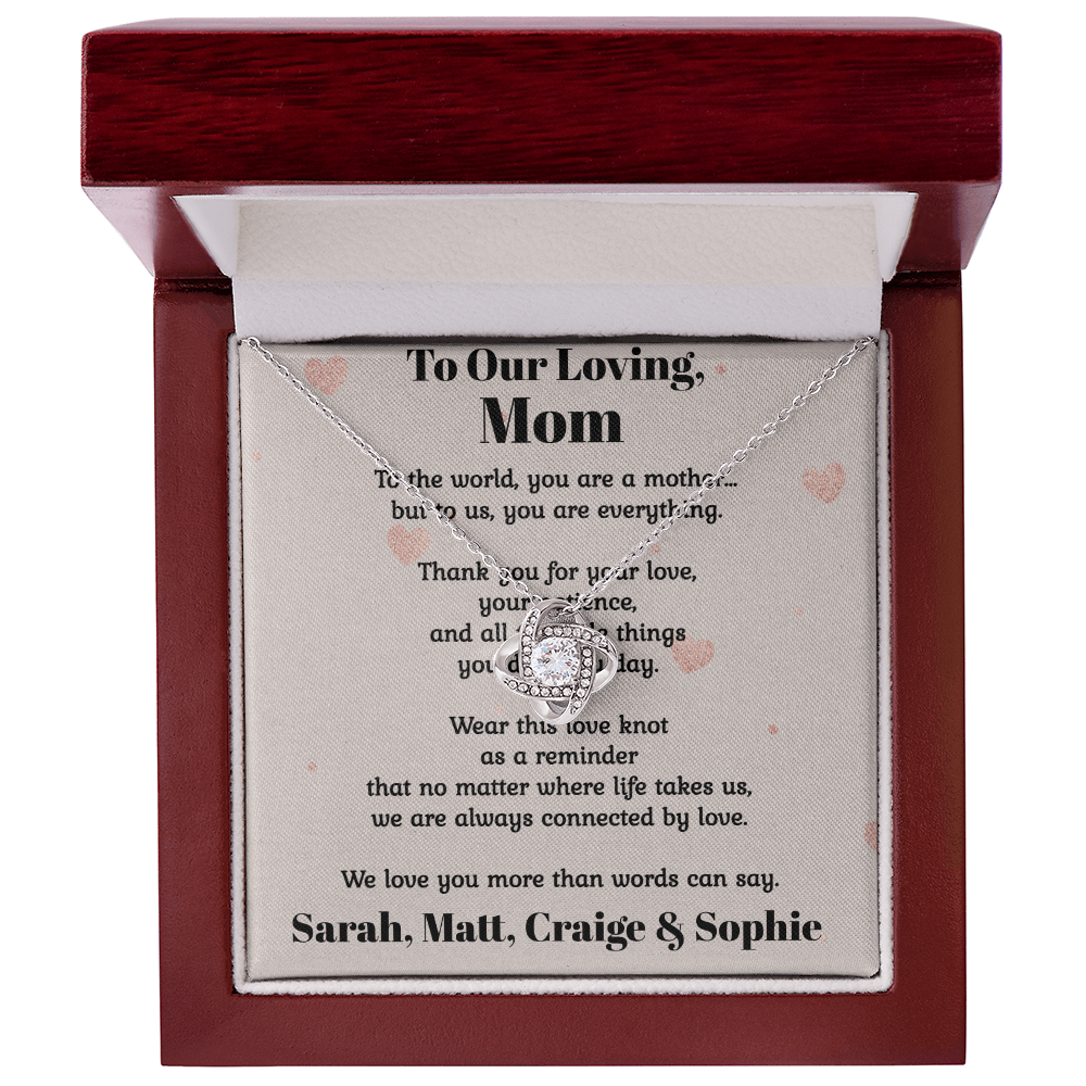 Pendant Love Knot Necklace Mom Gift Personalized From Her Children