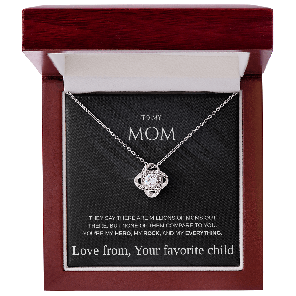 Mom Gift Love Knot Pendant Necklace Mothers Present