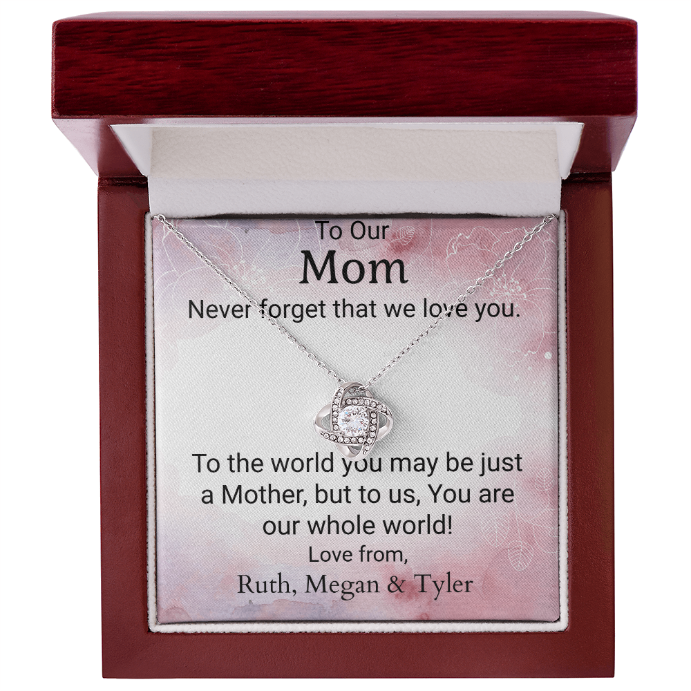 Love Knot Pendant Necklace Gift For Mom Personalized From Her Children