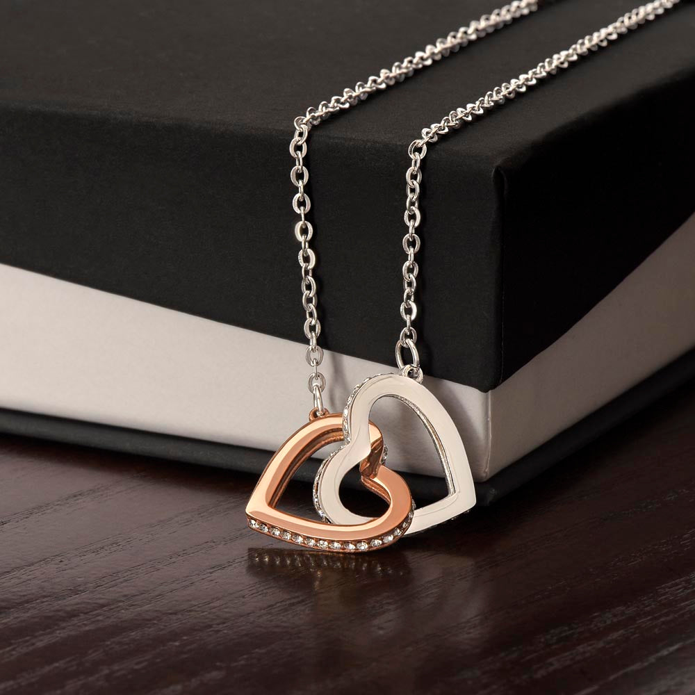 Two Hearts Pendant Necklace — "You Held My Hand" Message Card Gift for Mom