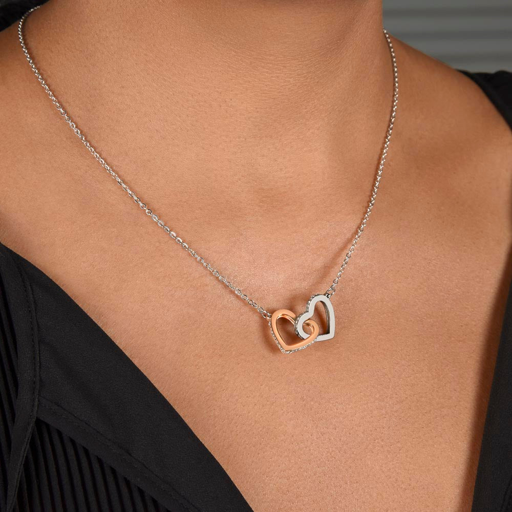 Two Hearts Pendant Necklace — "Forever Connected" Message Card Jewelry Gift for Mom