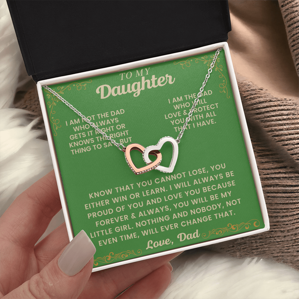 Two Hearts Pendant Necklace Gift For Daughter From Dad