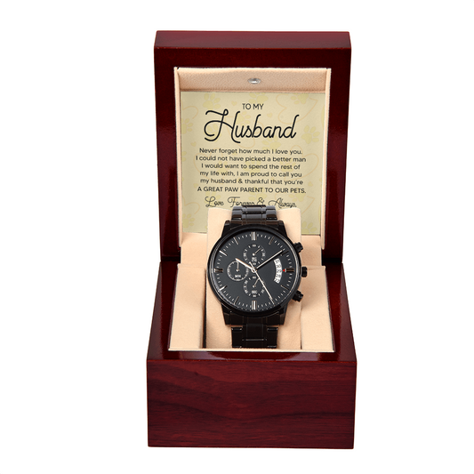 Chronograph Watch Anniversary Gift For Husband Great Paw Parent Fur Dad Father's Day Gift