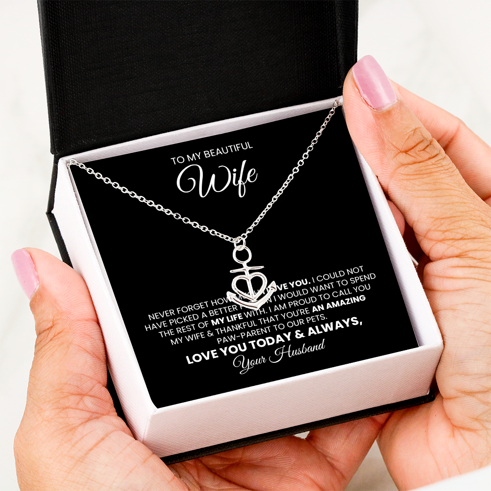 Heart Anchor Pendant Wife Gift For Fur Mom