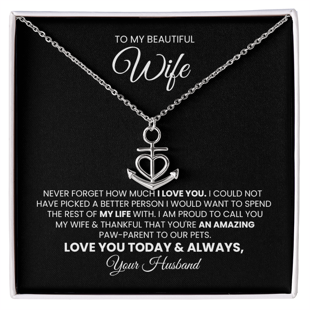 Heart Anchor Pendant Wife Gift For Fur Mom