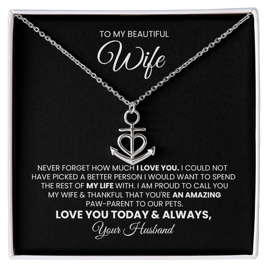 Heart Anchor Pendant Wife Gift For Fur Mom