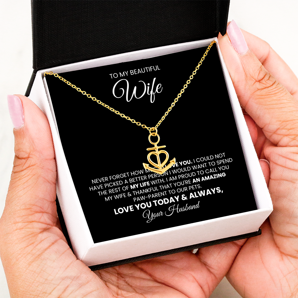 Heart Anchor Pendant Wife Gift For Fur Mom