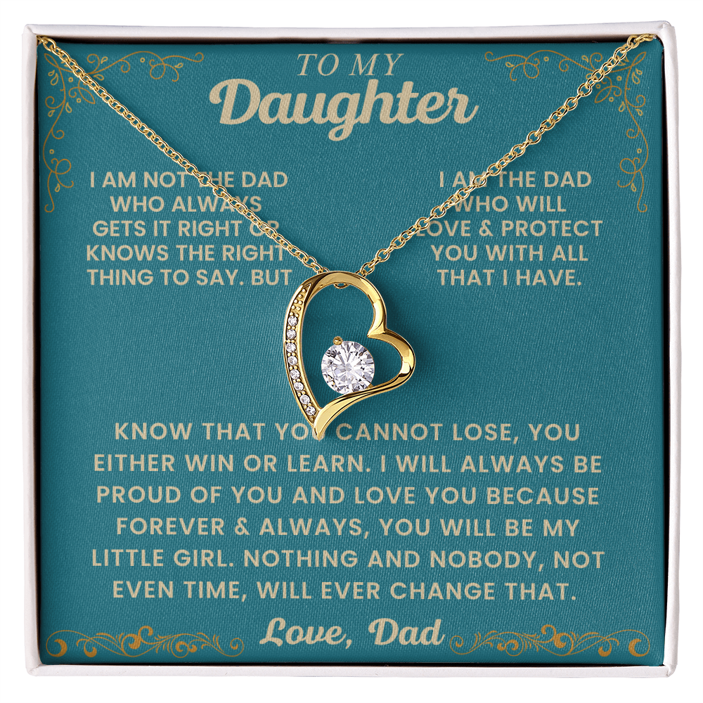 Heart Pendant Necklace Gift For Daughter From Dad Graduation or Birthday Gift