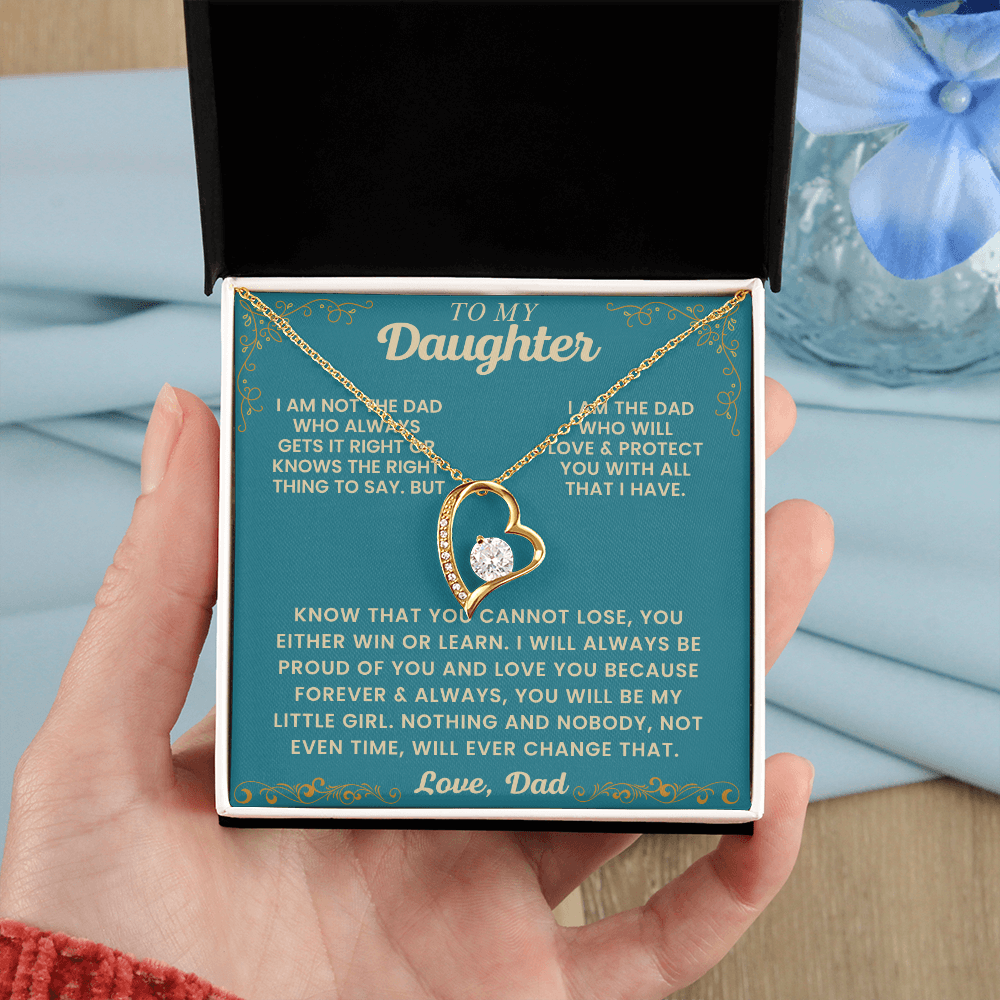 Heart Pendant Necklace Gift For Daughter From Dad Graduation or Birthday Gift