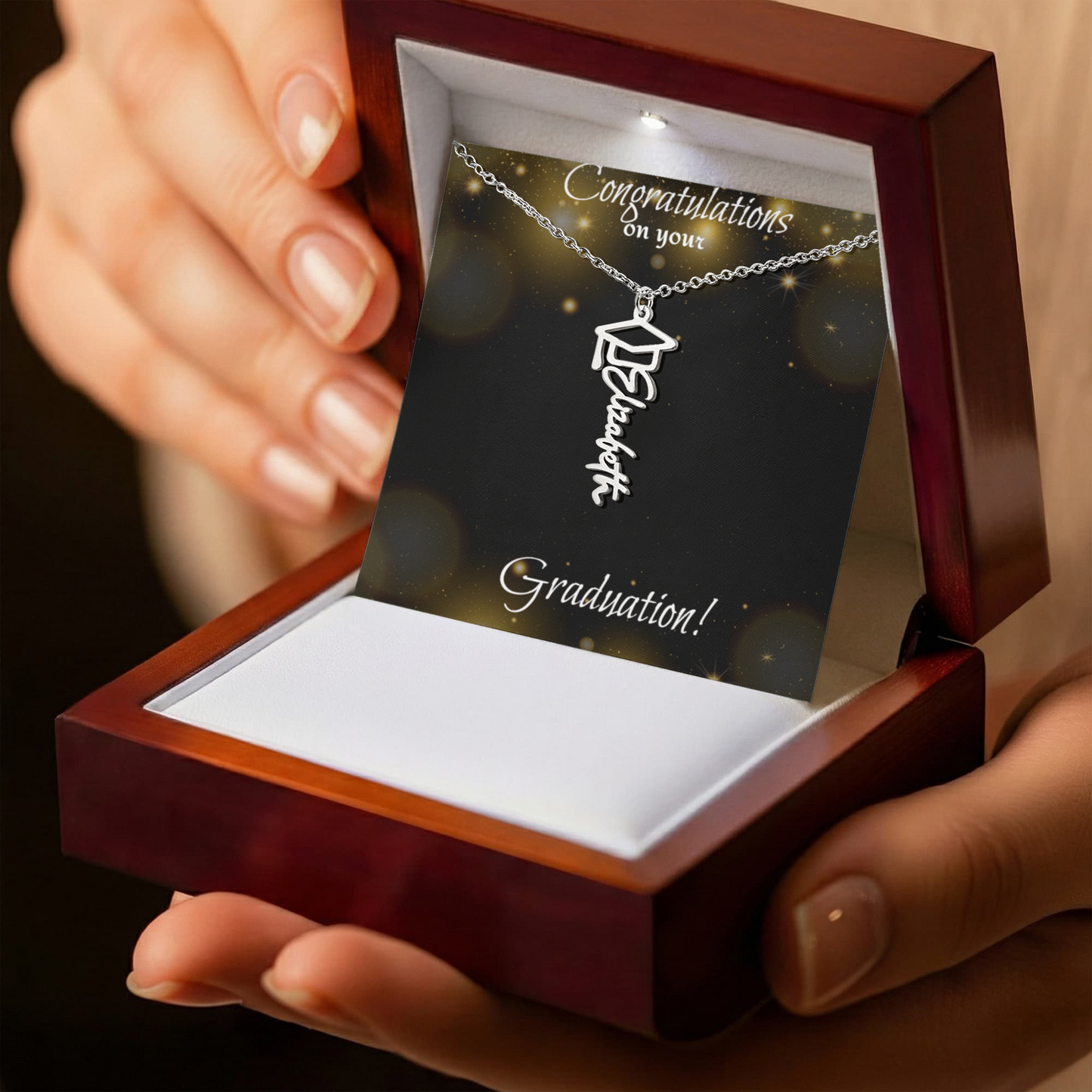 Graduation Name Necklace Gift For Her | Personalized Pendant