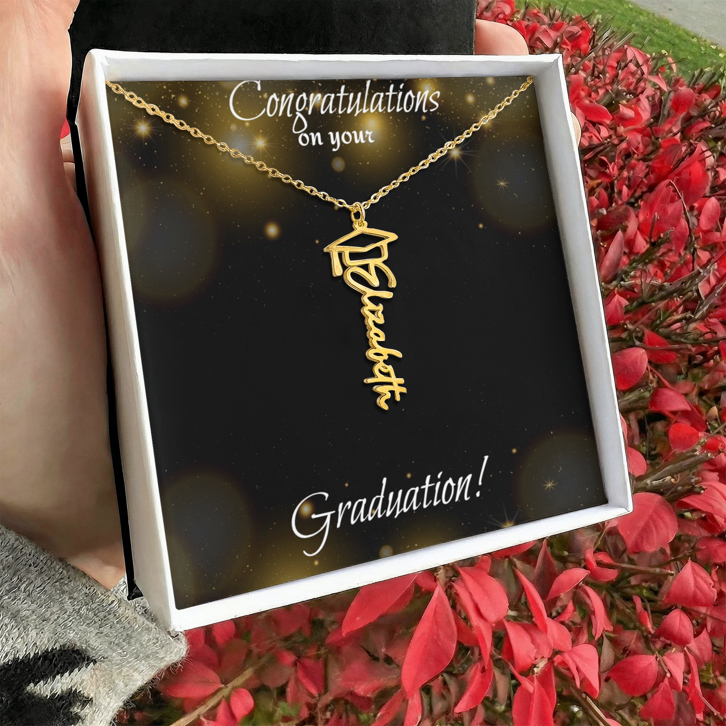 Graduation Name Necklace Gift For Her | Personalized Pendant