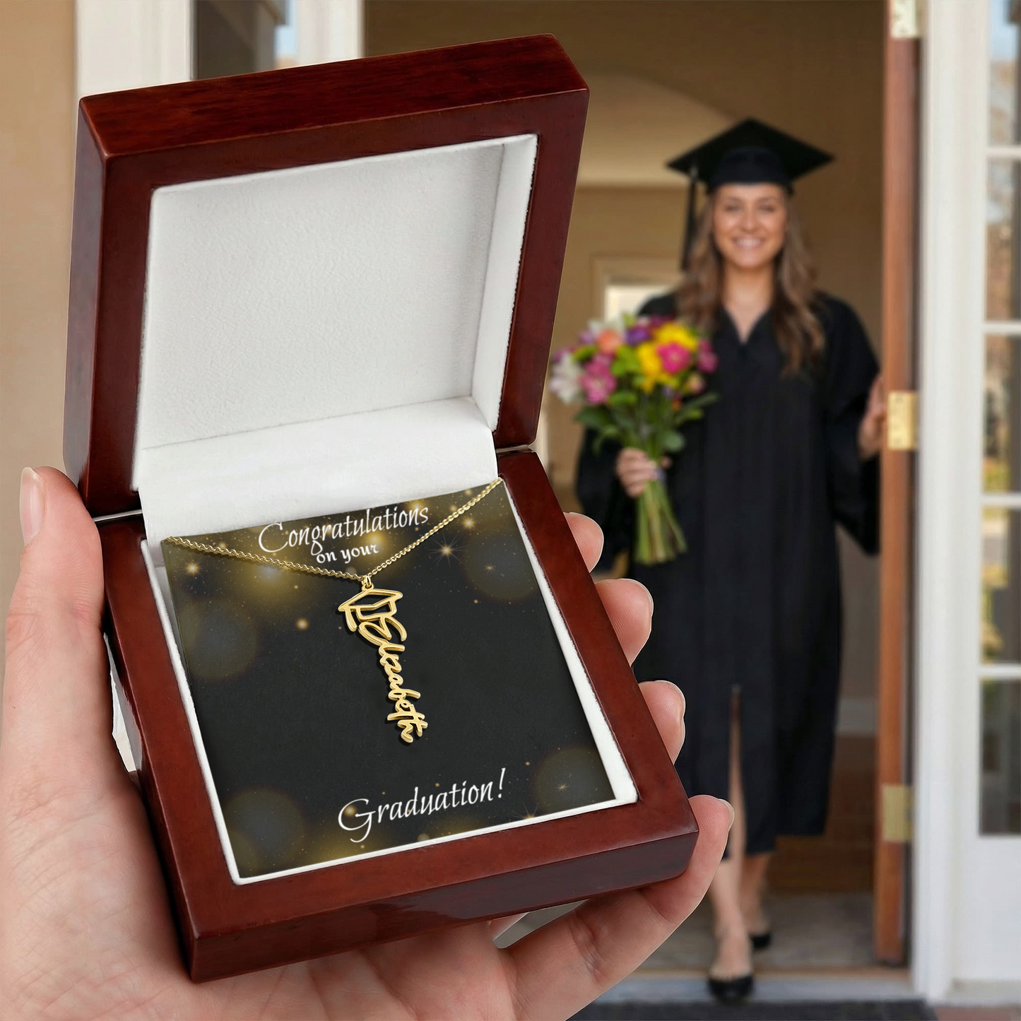 Graduation Name Necklace Gift For Her | Personalized Pendant