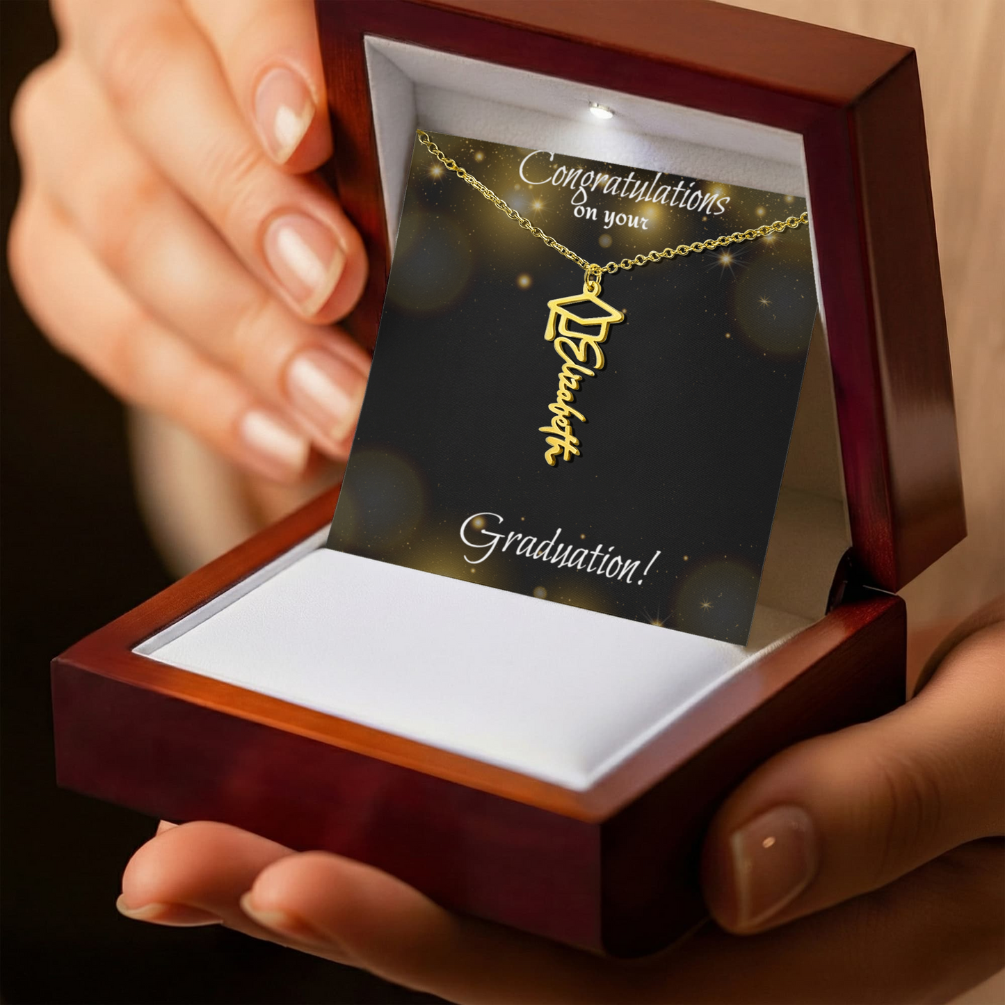 Graduation Name Necklace Gift For Her | Personalized Pendant