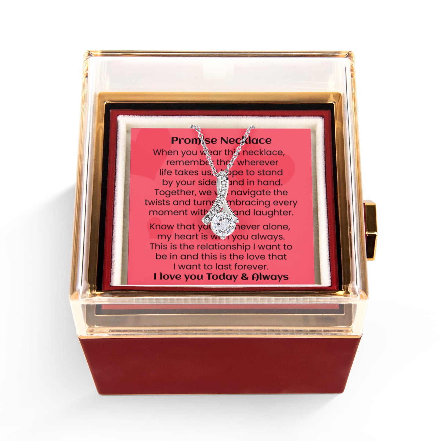 Promise Pendant Necklace Girlfriend Gift Future Wife Luxurious Rose Box