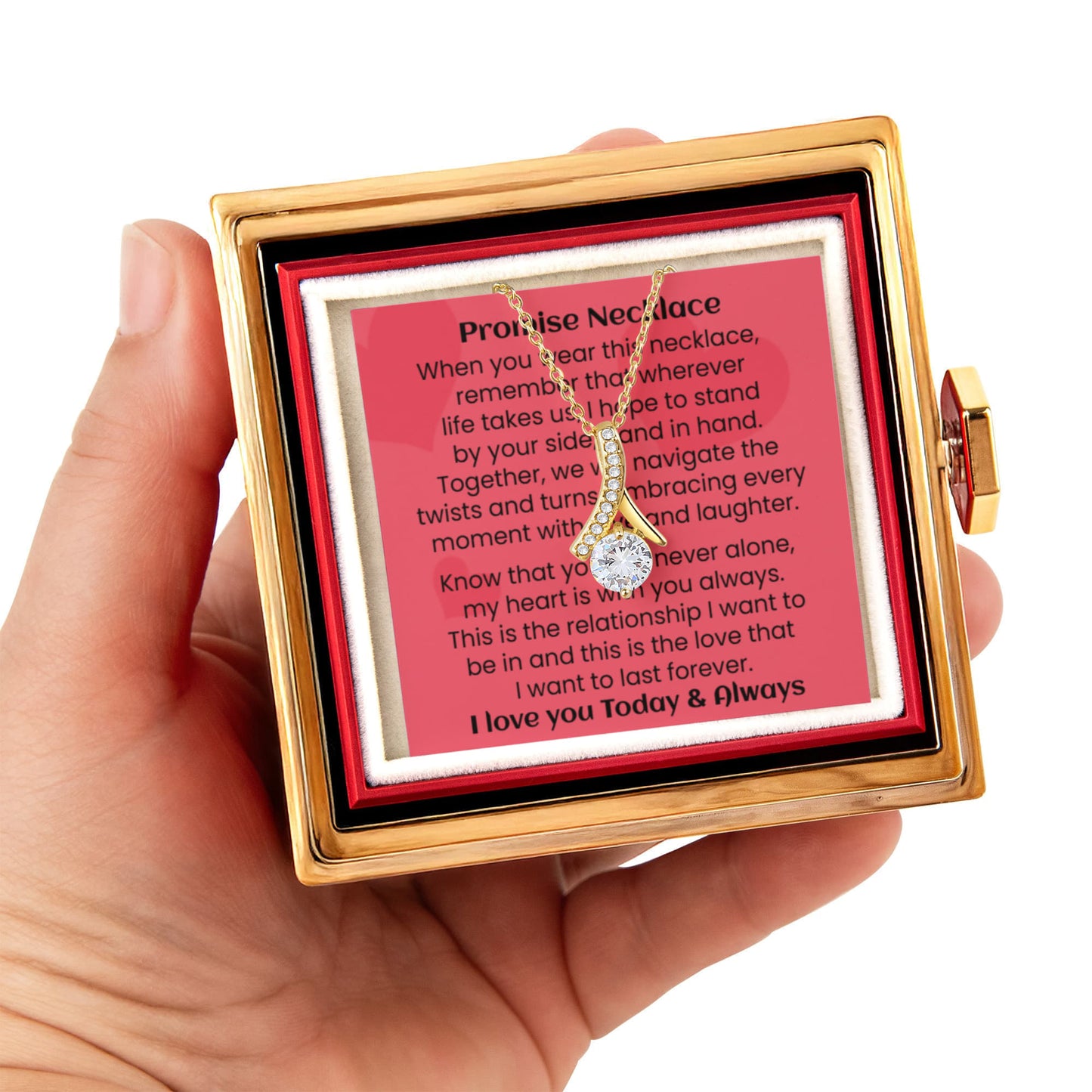 Promise Pendant Necklace Girlfriend Gift Future Wife Luxurious Rose Box