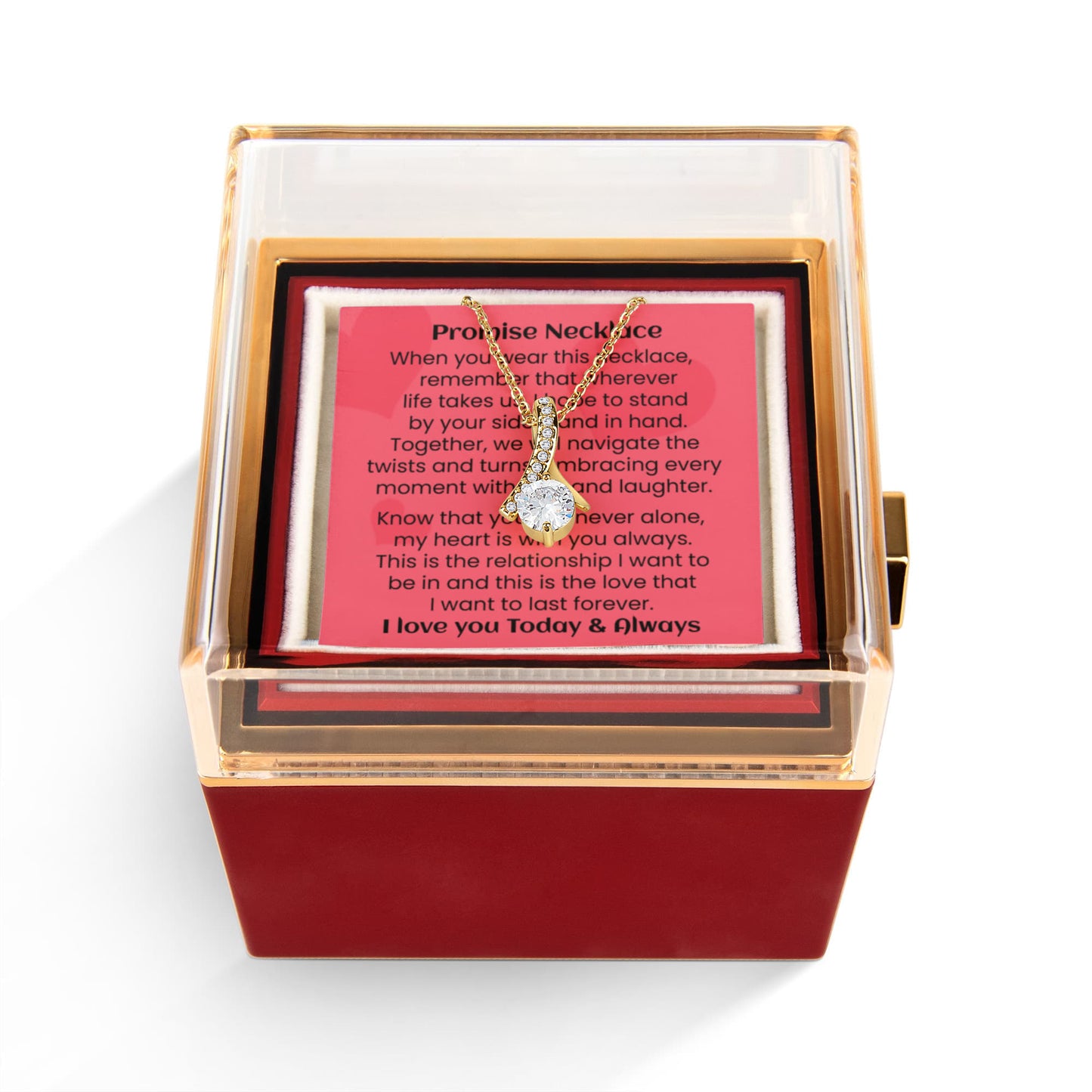 Promise Pendant Necklace Girlfriend Gift Future Wife Luxurious Rose Box