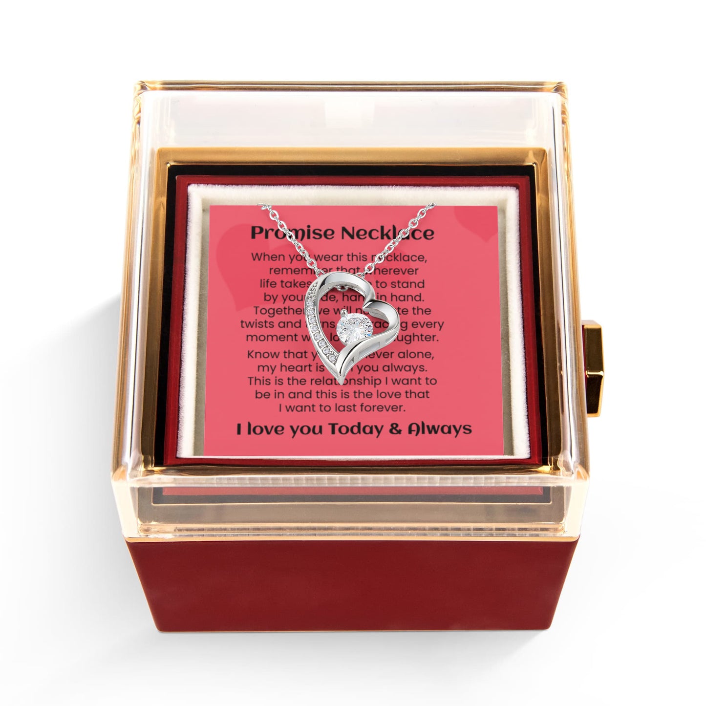 Forever Love Necklace Girlfriend Soulmate Promise Gift Luxurious Rose Box