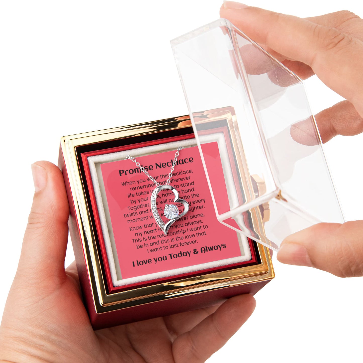 Forever Love Necklace Girlfriend Soulmate Promise Gift Luxurious Rose Box